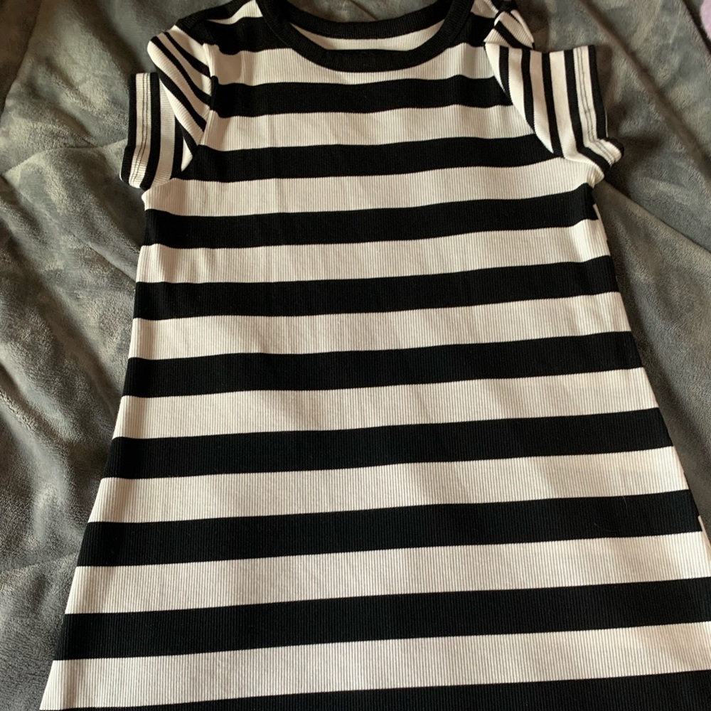 white and black stripped tshirt dress